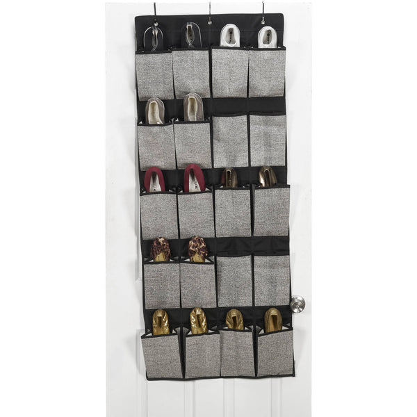 Simplify 20-Pocket Hanging Shoe Organizer in Non Woven Black