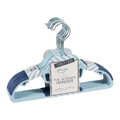 Non Slip Plastic Collar Saver Clothing Hangers 12 Pack Blue