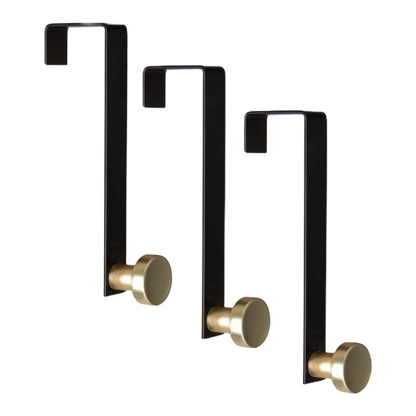 ELLE Home 3 Pack Single Over the Door Hooks in Black