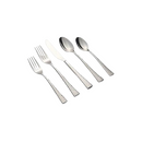 Cambridge Silversmiths Finnley Texture Mirror 20-piece flatware set with polished finish and textured handles, displayed on white background.