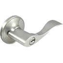 Secure satin nickel residential door lever lockset from Ultra Hardware, featuring a keyed cylinder for added security.