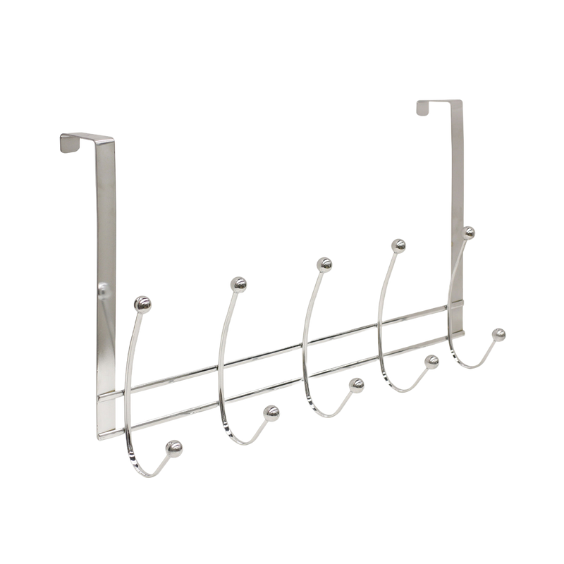 Hds Trading Dh00451 Over Door 5 Hooks Flat Wire Chrome Finish