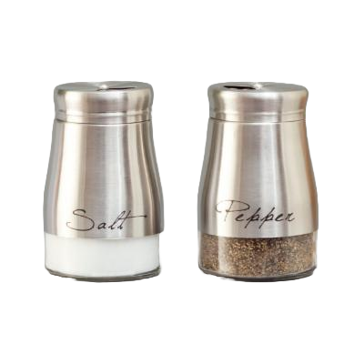 Home Basics 5 Oz. Salt and Pepper Set with See-Through Glass Base Silver