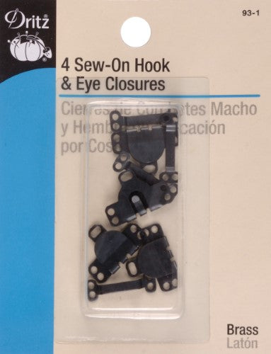 4 Sew On Hook & Eye Closures