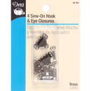 4 Sew On Hook & Eye Closures Nickle