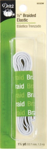 Dritz 1/2" White Braided Elastic - 1-1/2 Yards