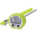 A green Taylor digital instant-read thermometer with a foldable probe and an LCD display showing 70.0 degrees Fahrenheit.