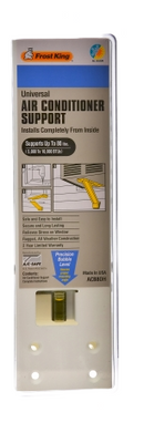 A pale white steel window air conditioner support bracket.