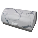 Home Basics Marble Like Roll Top Lid Steel Bread Box White