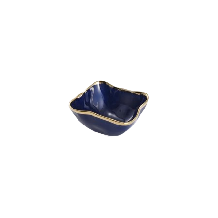 Pampa Bay Sunset by the Sea Square Snack Bowl Blue/Gold