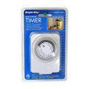 Bright-Way white indoor plug-in timer in original packaging, shown on a white background.