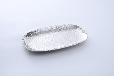 Silver Ceramic Medium Hammered Serving Platter