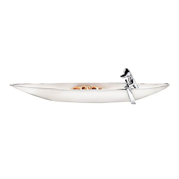 White Ceramic Med Pooch Canoe