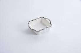 Porcelain White and Silver Square Individual Baking Dish