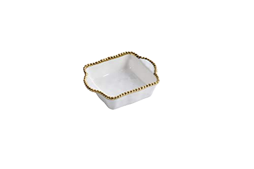 Porcelain White and Gold Square Individual Baking Dish