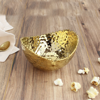 Small Ceramic Oval Bowl Gold