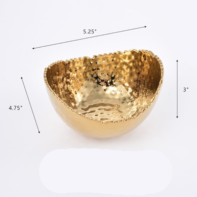 Small Ceramic Oval Bowl Gold