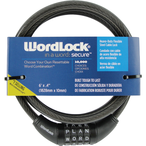 Wordlock CL-422-BK 4-Dial Cable Lock