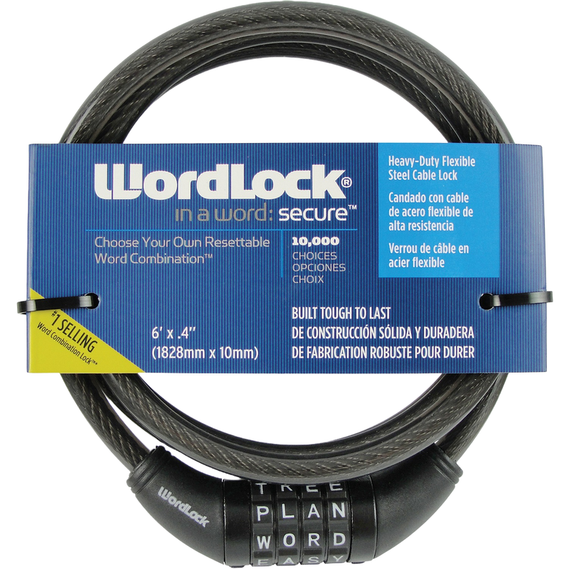 Wordlock CL-422-BK 4-Dial Cable Lock