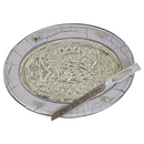 White wood and silver-plated challah tray by Majestic Giftware displayed on a white background.