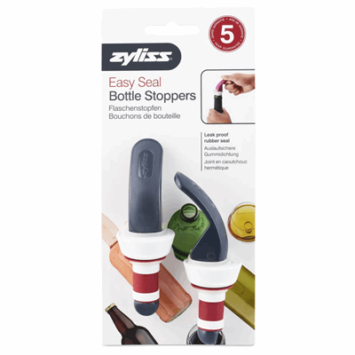 Easy Seal Bottle Stoppers Red and Gray (Set of 2)