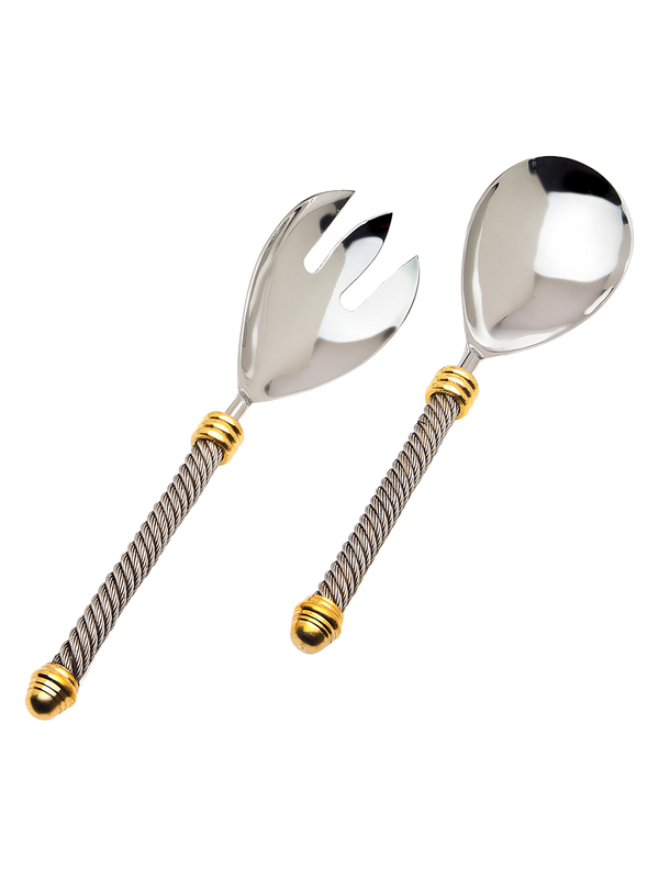 Serving Spoon Set Stainless and Gold