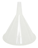 Natural-colored 8-ounce plastic funnel by Hutzler with a wide mouth and narrow spout, shown upright on a white background.
