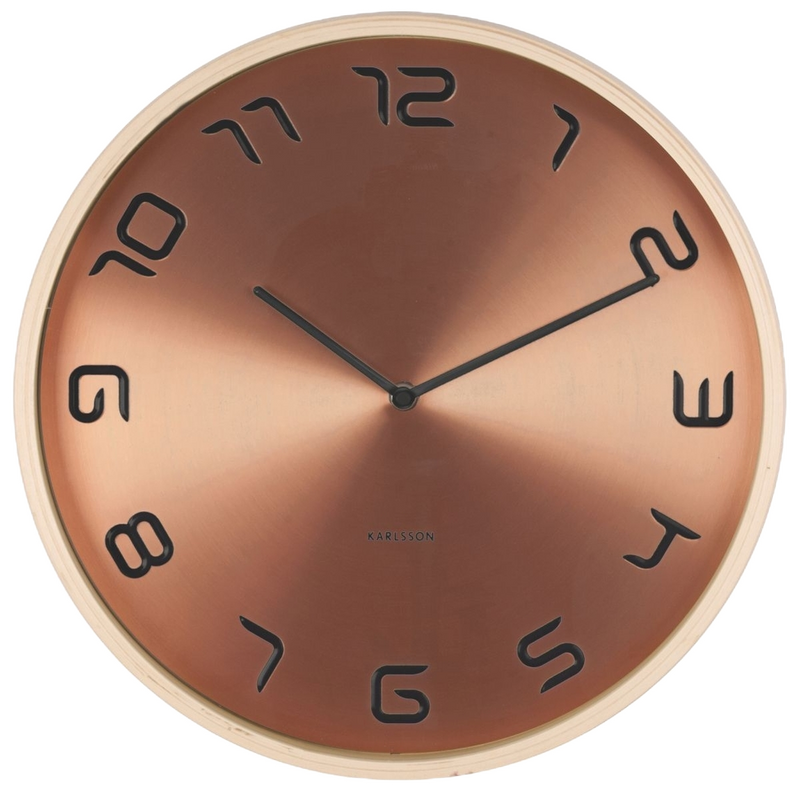 Wall Clock Bent Wood Copper