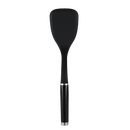 A black KitchenAid oversized turner spatula with a sleek, polished black handle and a stainless steel accent.