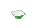 A green 4"square acrylic bowl by Omada shown on a white background.