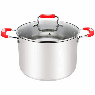 12.5qt Stainless Steel Stock Pot Red