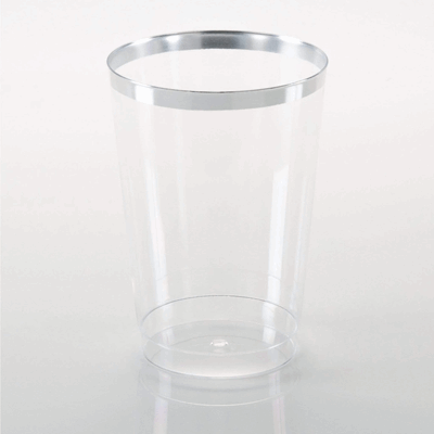 Disposable Clear Cup with Metallic Silver Trim