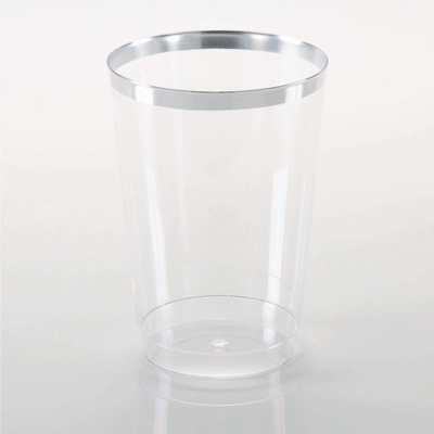 Laura Ashley 9 Oz Clear Plastic • Silver Plastic Cups | 20 Cups