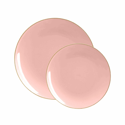 Round Coral • Gold Plastic Plates | 10 Pack
