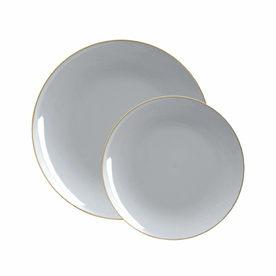 7.5" Dessert Plates Grey/Gold 10pk