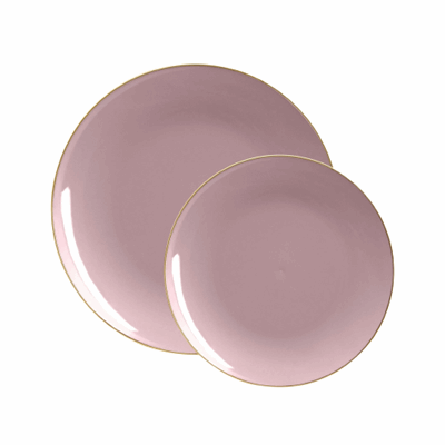 7.5" Dessert Plates Mauve / Gold 10pk