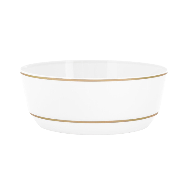 14oz Bowl White with Gold Band