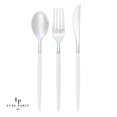 White/Silver Cutlery Combo Set 32pk