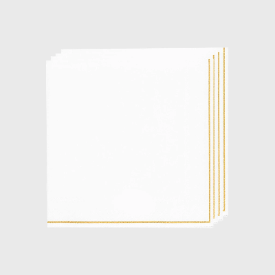 Guest Napkins White With Gold Trim