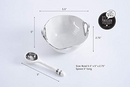 Porcelain White and Silver Round Handle Bowl and Spoon  Set