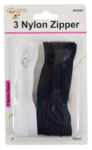 3pc Nylon Zipper Set Mixed Black and White