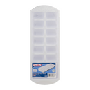 Sterilite white stacking ice cube tray made of durable plastic on a white background.
