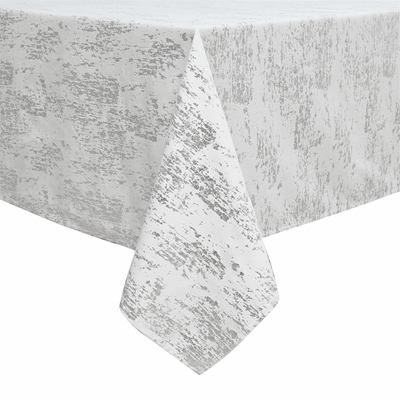 60x90 Jacquard Tablecloth Silver Mosaic Marble