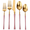 Irene Two Tone Brushed Pink and Gold Flatware Set