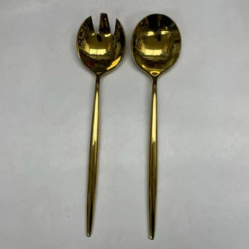 Tai Chi Mirror Gold Salad Server 2pc Set