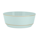 Elegant mint ceramic bowl with subtle gold rim detailing. Perfect for serving soups, salads, or side dishes with a minimalist and modern aesthetic.