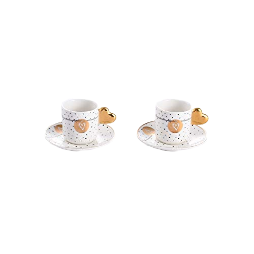 Set of 2 Espresso Cups and Saucer