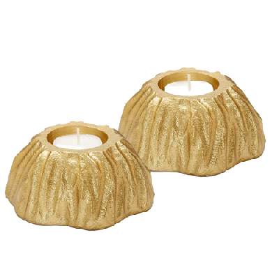 Set Of 2 Golden Brass Tealight Holder
