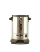 Le Chef 30-Cup electric hot water urn, silver stainless steel with black accents
