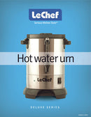 Le Chef 30-Cup electric hot water urn, silver stainless steel with black accents